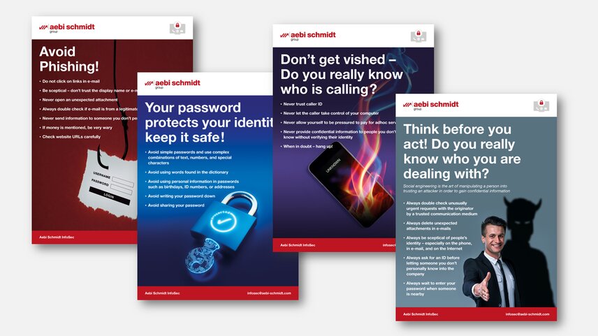 Posters in all the languages of the Group's locations are used to raise employees' awareness of how to deal with IT risks.