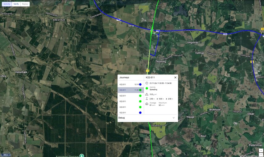 Track details such as spreading quantity and spreading width live on the IntelliOPS platform and analyse them later. 